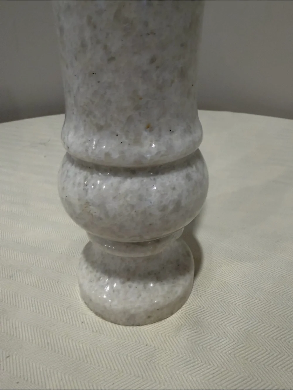 Vintage Hand Carved White Marble Cylindrical 12” Vase